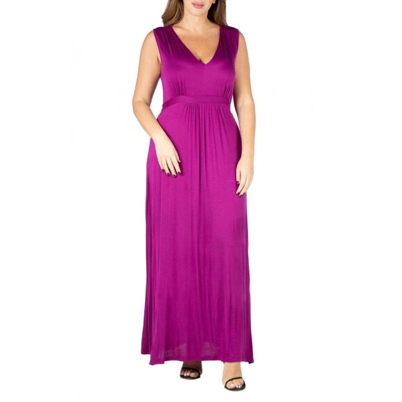 NWT 24seven Comfort Apparel Empire Waist Maxi Dress P0206040 3X Magenta Purple - Picture 1 of 5